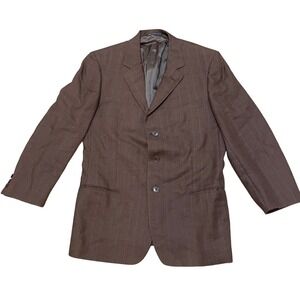 Ermenegildo Zegna Men's IT 54/ US‎ 44 Brown Pinstripe Wool Linen Mohair Blazer